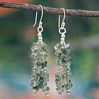 Labradorite waterfall earrings , 'Rejoice' - Labradorite Beaded Waterfall Earrings