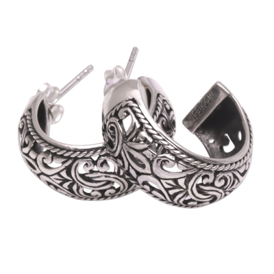 Sterling silver half-hoop earrings, 'Hanging Garden' - Sterling Silver Half-Hoop Earrings