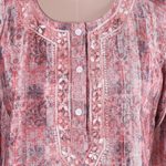 Embroidered tunic, 'Antique Petal' - Embroidered Tunic in Petal Pink and Cream from India