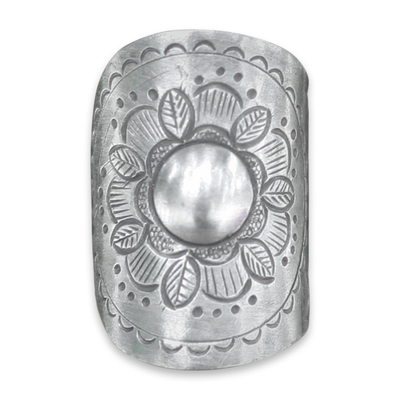Sterling silver flower wrap ring, 'Majestic Sunflower' - Floral Sterling Silver Wrap Ring