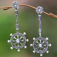 Cultured pearl dangle earrings,