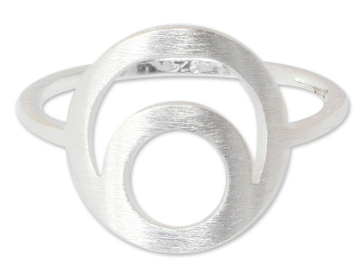 Sterling silver cocktail ring, 'Silver Eclipse' - Hand Crafted Modern Sterling Silver Ring from Thailand
