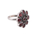 Garnet flower ring, 'Floral Glamour' - Garnet Ring and Sterling Silver Ring Flower Jewelry