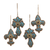 Beaded ornaments, 'Teal Fete' (set of 4) - Teal Hand Crafted Beaded Ornaments from India (Set of 4)