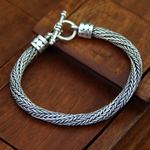 Men's sterling silver chain bracelet, 'Currents' - Men's Handmade Sterling Silver Chain Bracelet