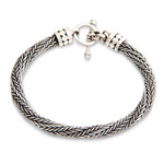 Men's sterling silver chain bracelet, 'Currents' - Men's Handmade Sterling Silver Chain Bracelet