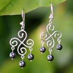 Beaded chandelier earrings, 'Pinwheel' - Beaded Chandelier Earrings