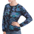 100% alpaca cardigan, 'Sea Blooms' - 100% Alpaca Blue Cardigan Sweater with Floral Motif (image 2b) thumbail