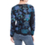 100% alpaca cardigan, 'Sea Blooms' - 100% Alpaca Blue Cardigan Sweater with Floral Motif (image 2c) thumbail