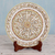 Marble plate, 'Rajasthan Kaleidoscope' - Hand Painted Makrana Marble Decorative Plate with Stand