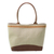 Leather accent cotton shoulder bag, 'Natural Horizon' - Leather Accent Handbag of Handwoven Natural Cotton thumbail