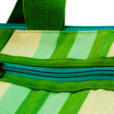 Cotton tote handbag, 'Green Apple' - Cotton tote handbag
