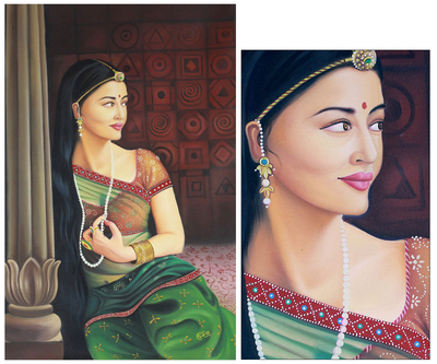 'Jodhaa' - Original Ölgemälde auf Leinwand Rajasthani realistisches Porträt