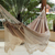 Cotton hammock, 'Quiet Sands' (double) - Brazilian Cotton Hammock Brown Beige Crocheted Trim (Double)