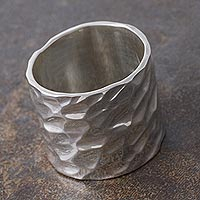Sterling silver band ring, 'Infinity Terrain'