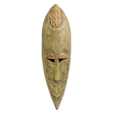 Ghanaian wood mask, 'Akwapim King' - Fair Trade African Wood Mask