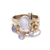 Rainbow moonstone cocktail ring, 'Rain Flowers' - Mixed Metals Floral Rainbow Moonstone Ring from India thumbail