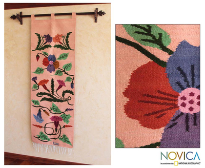Tapiz de lana, 'Daily Bouquet' - Tapiz de lana floral para colgar en la pared