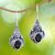 Onyx flower earrings, 'Midnight Garden' - Floral Onyx Sterling Silver Dangle Earrings (image 2) thumbail