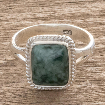 Jade cocktail ring, 'Life Divine' - Jade Jewelry Artisan Crafted Ring