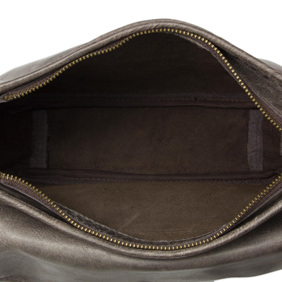 Leather shoulder bag, 'Espresso Freedom' - Artisan Crafted Dark Brown Leather Shoulder Bag