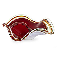 Handgeblasener Tafelaufsatz aus Kunstglas, „Eloquence“ – einzigartiger mundgeblasener, von Murano inspirierter Schalenaufsatz aus Glas