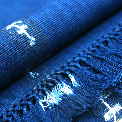 Camino de mesa de algodón - Camino de mesa de algodón azul clásico tejido artesanalmente