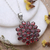 Garnet pendant necklace, 'Red Sunflower' - Hand Made Sterling Silver Garnet Pendant Necklace India (image 2) thumbail