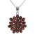 Garnet pendant necklace, 'Red Sunflower' - Hand Made Sterling Silver Garnet Pendant Necklace India thumbail