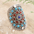 Lapis and carnelian cocktail ring, 'Mandala' - Handmade Sterling Silver Cocktail Ring with Gemstones (image 2) thumbail