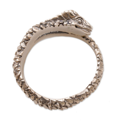 Sterling silver wrap ring, 'Silver King Cobra' - Unique Sterling Silver Snake Wrap Ring