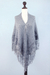 100% alpaca shawl, 'Grey Hills' - Hand Crocheted Grey Alpaca Wool Shawl (image 2c) thumbail