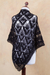 100% alpaca shawl, 'Black Andean Blossoms' - Hand Crocheted Black Lace Alpaca Shawl from Peru
