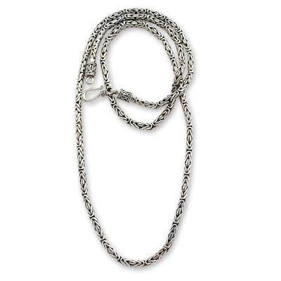 Sterling silver chain necklace, 'Borobudur Collection II' (20 inch) - Artisan Crafted Sterling Silver Chain Necklace (20 Inch)