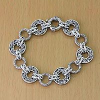 Sterling silver reversible link bracelet,