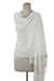 Cotton shawl, 'Dancing Cloud' - Fringed Off White 100% Cotton Shawl from India (image 2d) thumbail