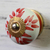 Ceramic cabinet knobs, 'Leafy Red' (set of 6) - Ceramic Cabinet Knobs Floral White Red (Set of 6) from India (image 2b) thumbail