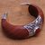 Carnelian and wood cuff bracelet, 'Fiery Grace' - Carnelian Set In Sterling Silver and Sawo Wood Cuff Bracelet (image 2b) thumbail
