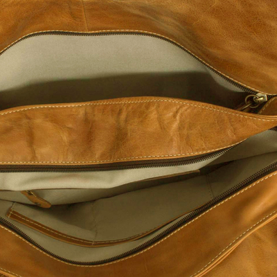 Leather shoulder bag, 'Bountiful' - Brown Hand Crafted Leather Shoulder Bag from Mexico