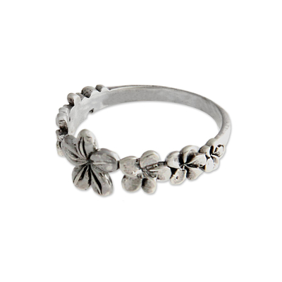 Sterling silver flower ring, 'Blossoming Beauty' - Handcrafted Sterling Silver Flower Ring