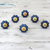 Ceramic cabinet knobs, 'Flower Harmony in Blue' (set of 6) - Ceramic Cabinet Knobs Floral Blue (Set of 6) from India (image 2) thumbail