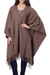 100% alpaca ruana, 'Lush Dark Brown' - Alpaca Wool Solid Wrap Ruana from Peru (image 2a) thumbail