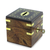 Banco de madera con incrustaciones de latón - Caja de banco de madera con cerradura con incrustaciones de latón
