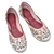 Jutti-Schuhe aus Seide - Verzierte Jutti-Schuhe aus Seide in Elfenbein aus Indien