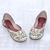 Silk jutti shoes, 'Taj Mahal Ivory' - Embellished Silk Jutti Shoes in Ivory from India