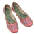 Silk jutti shoes, 'Strawberry Taj Mahal' - Embellished Silk Jutti Shoes in Strawberry from India
