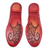 Jutti-Schuhe aus Leder - Jutti-Schuhe aus floralem Leder in Kardinalrot aus Indien