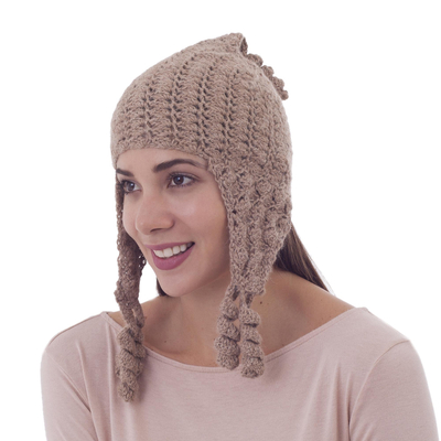 100% alpaca chullo hat, 'Mocha Winter' - 100% alpaca chullo hat