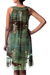 Beaded dress, 'Jaipuri Mystique' - Shibori-Dyed Green and Brown Ruffled Hem Dress with Sequins