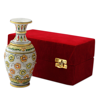 Dekorative Vase aus Marmor - Handgefertigte dekorative Vase aus Makrana-Marmor mit 22 Karat Gold